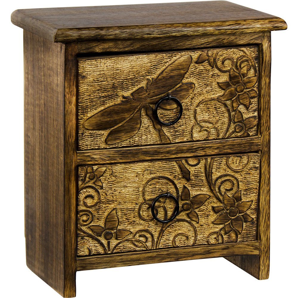 Dragonfly 2 drawer mango wood mini chest