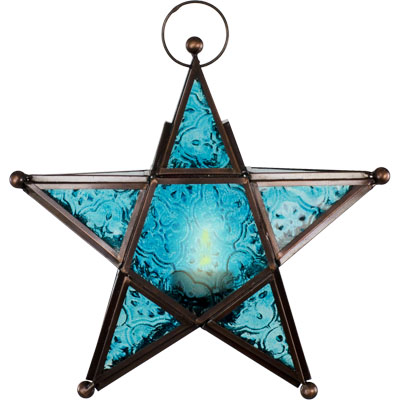 Turquoise Star Hanging Lantern