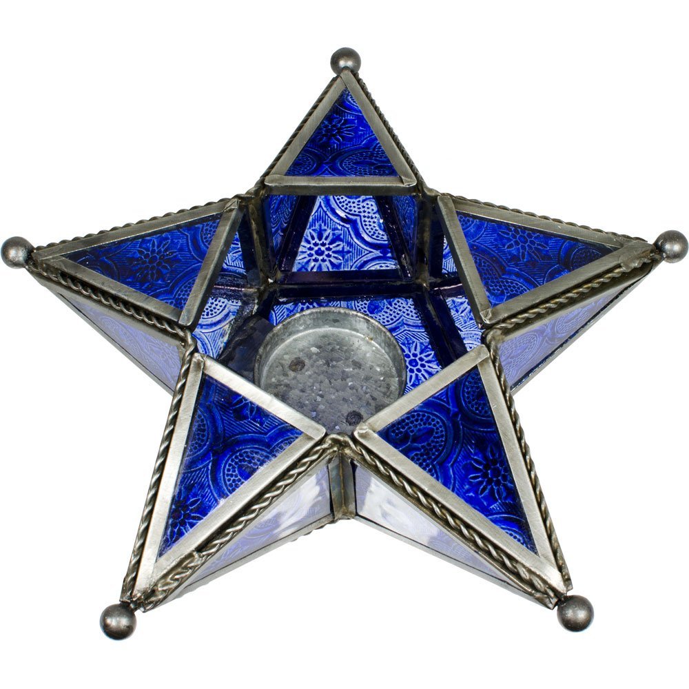 blue star tealight candle holder