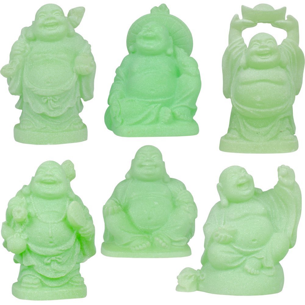 buddha glow in the dark green polyresin figurine