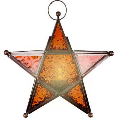 orange hanging star tealight candle holder