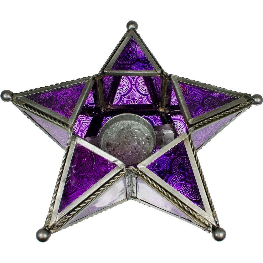 purple star tealight candle holder